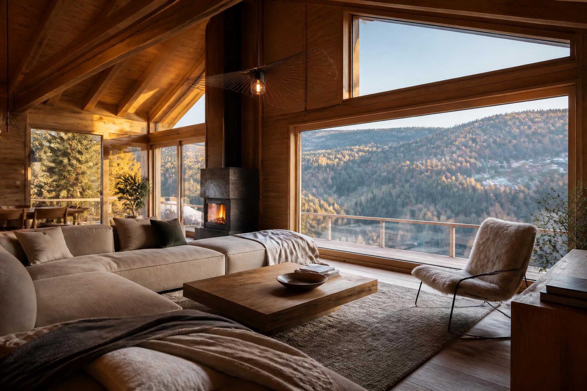 Intérieur chaleureux d'un logement géré dans le Jura